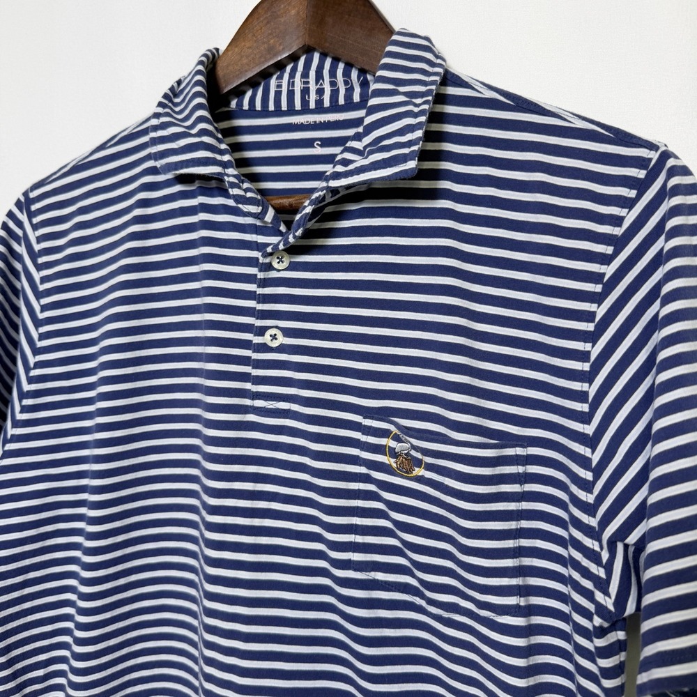 B. Draddy Mens Striped Pima Cotton Polo Shirt Blue Small Lost Tree Club Florida